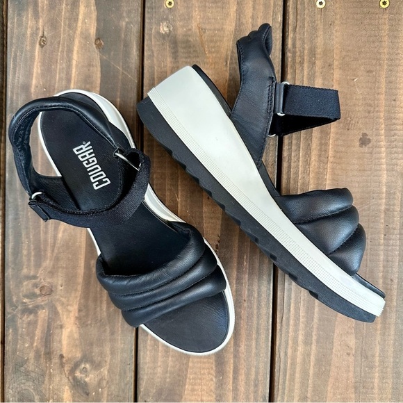 Cougar Sporty Wedge Sandals Black Quilted Nappa Leather Size 9 - Picture 7 of 7